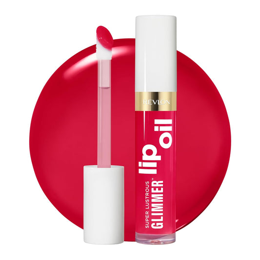REVLON Super Lustrous Glimmer Lip Oil, Moisturizing & Tinted, Shiny Finish, Made with Plant-Based Squalane, 009 Boiling Point, 0.13 fl oz