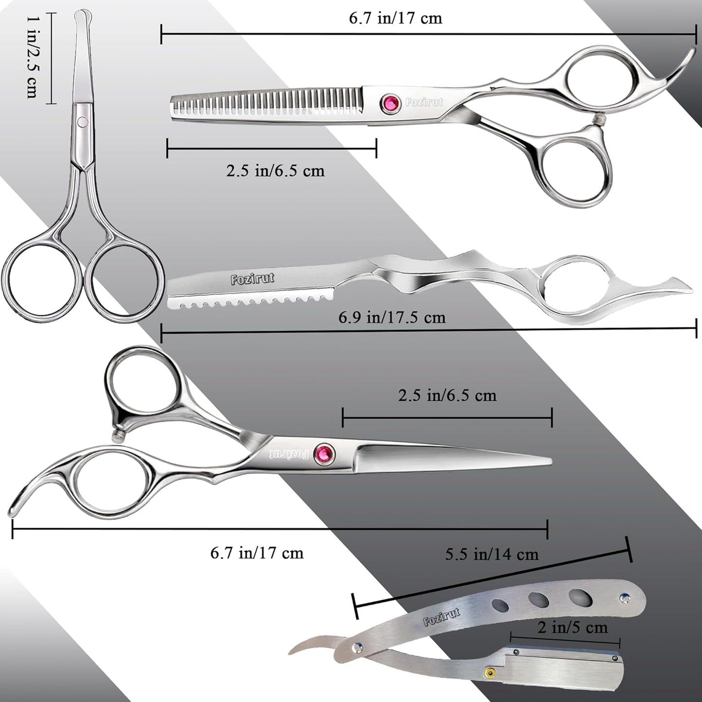 Scissors for Hair Barber Shears Kit, Fozirut Professional Hair Cutting Scissors Set Haircut Scissors Blending Shears Set, Salon Hair Trimming Scissors Layering Shears to Cut Hair for Women Men