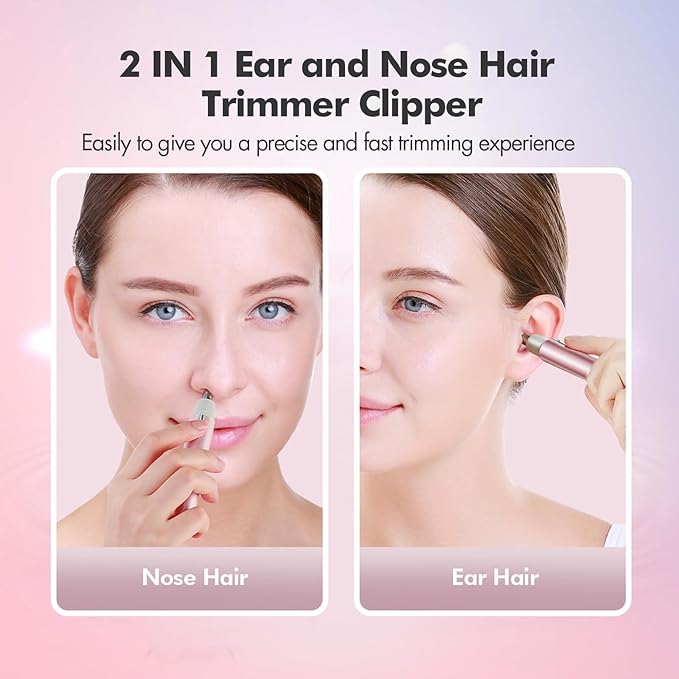 TOUCHBeauty Battery Powered Ear and Nose Hair Trimmer for Women, Portable Battery Powered Trimmer, Mini Painless Design for Sensitive Skin, Easy Clean & Travel Friendly