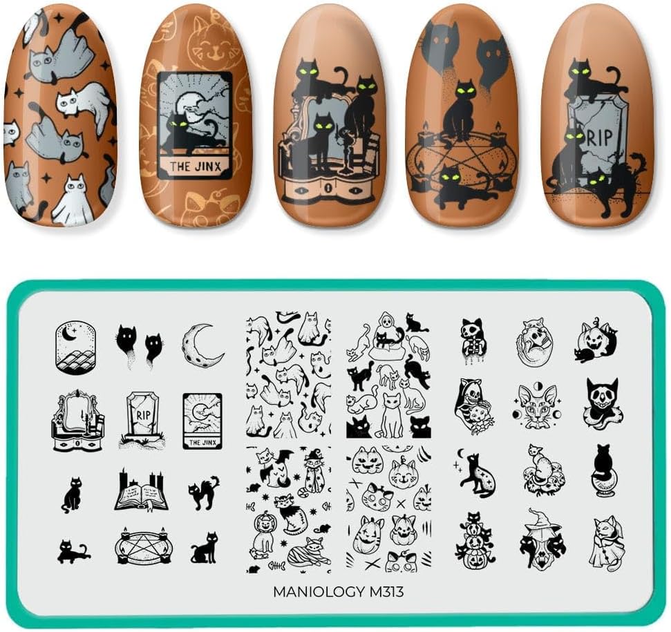 Maniology Shadowy Halloween Nail Stamping Plates, Creepy Cute Spooky Nail Art Designs