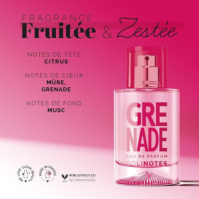 SOLINOTES Pomegranate Perfume for Women - Eau De Parfum | Delicate Floral and Soothing Scent - Made in France - Vegan - 1.7 fl.oz