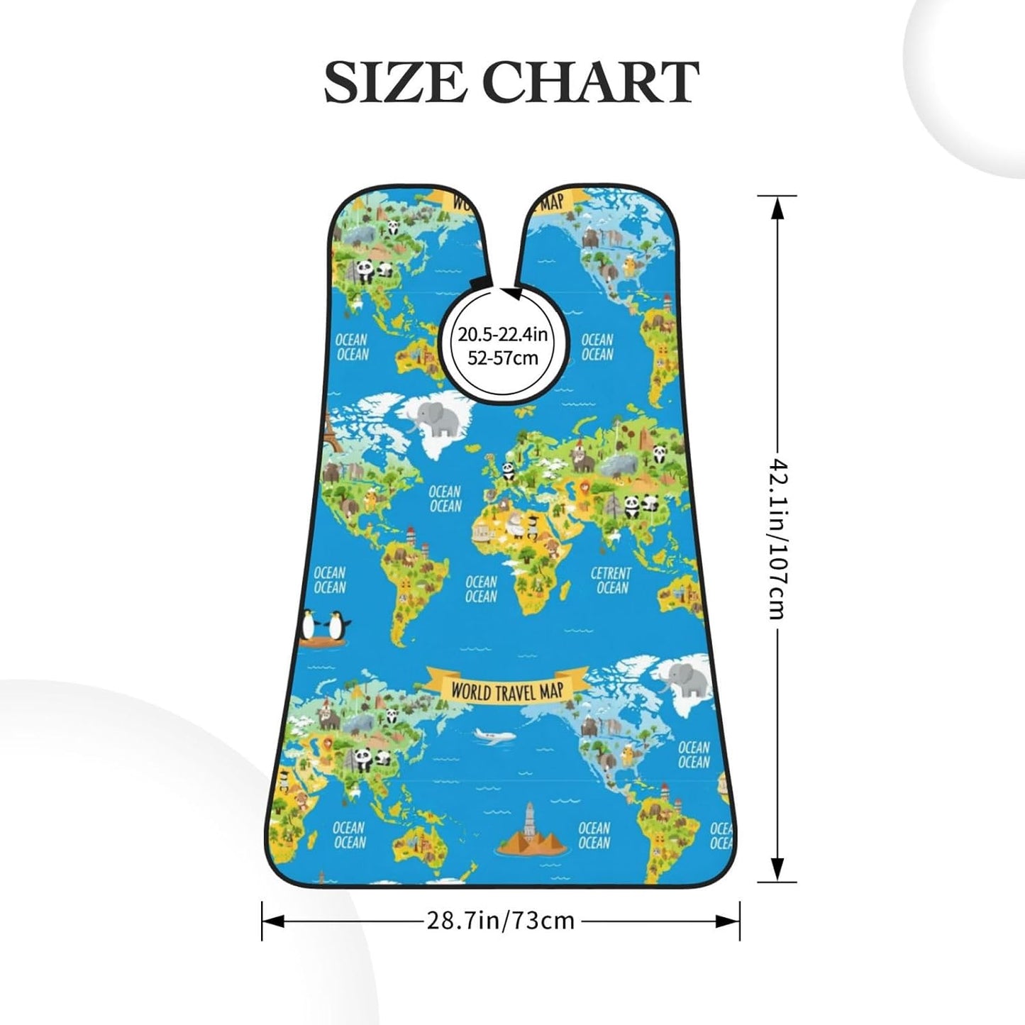 Beard Trimming Catcher Apron, Waterproof Non-Stick Grooming Bib for Shaving, Ideal for Men Dad Father’s Day, Animal World Map Shave Bib