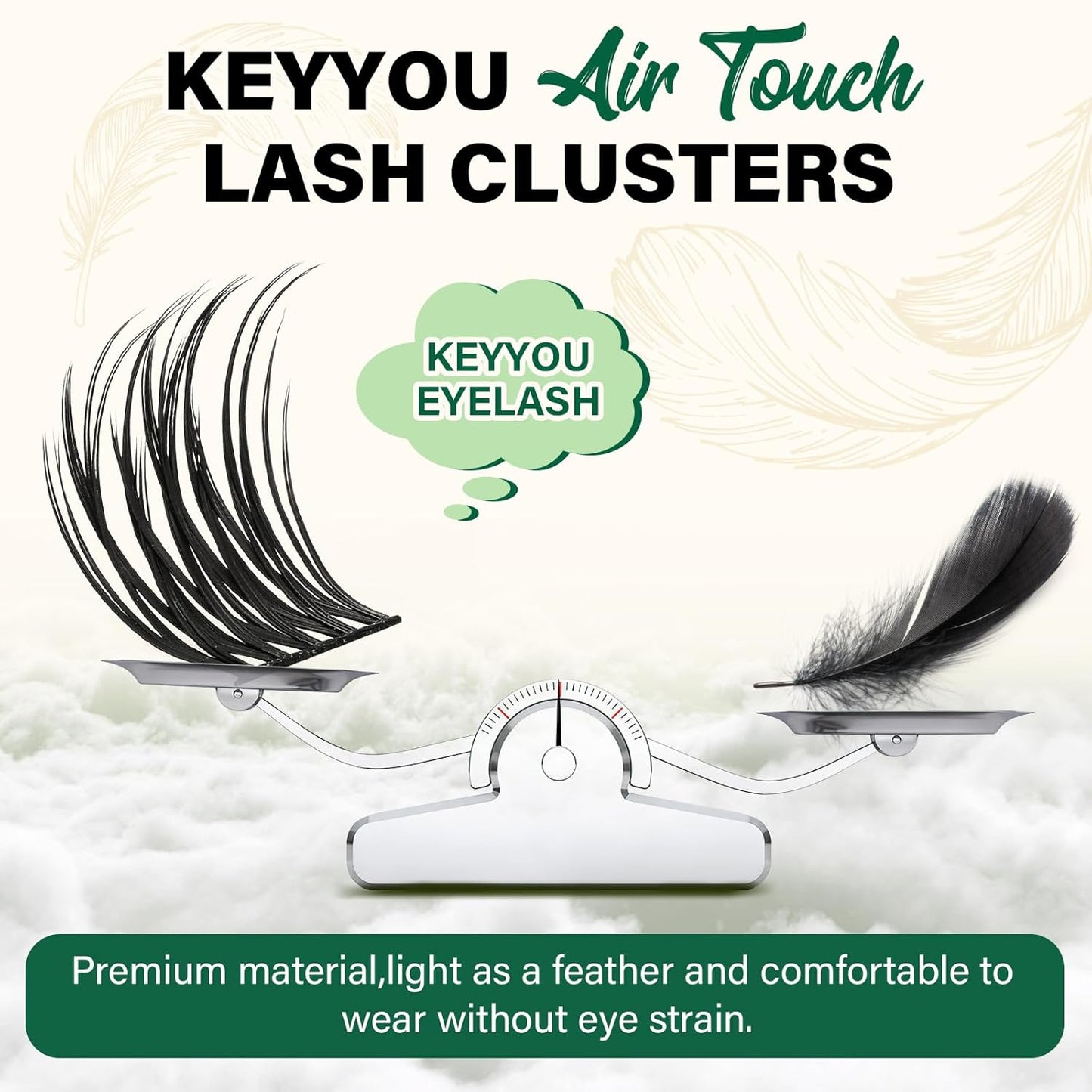 Lash Clusters 144pcs Individual Lashes D Curl 18mm Eyelash Clusters KEYYOU Air Touch Cluster Lashes Super Lightweight Soft Wispy Comfortable Easy DIY at Home(Air03-D-18mm)