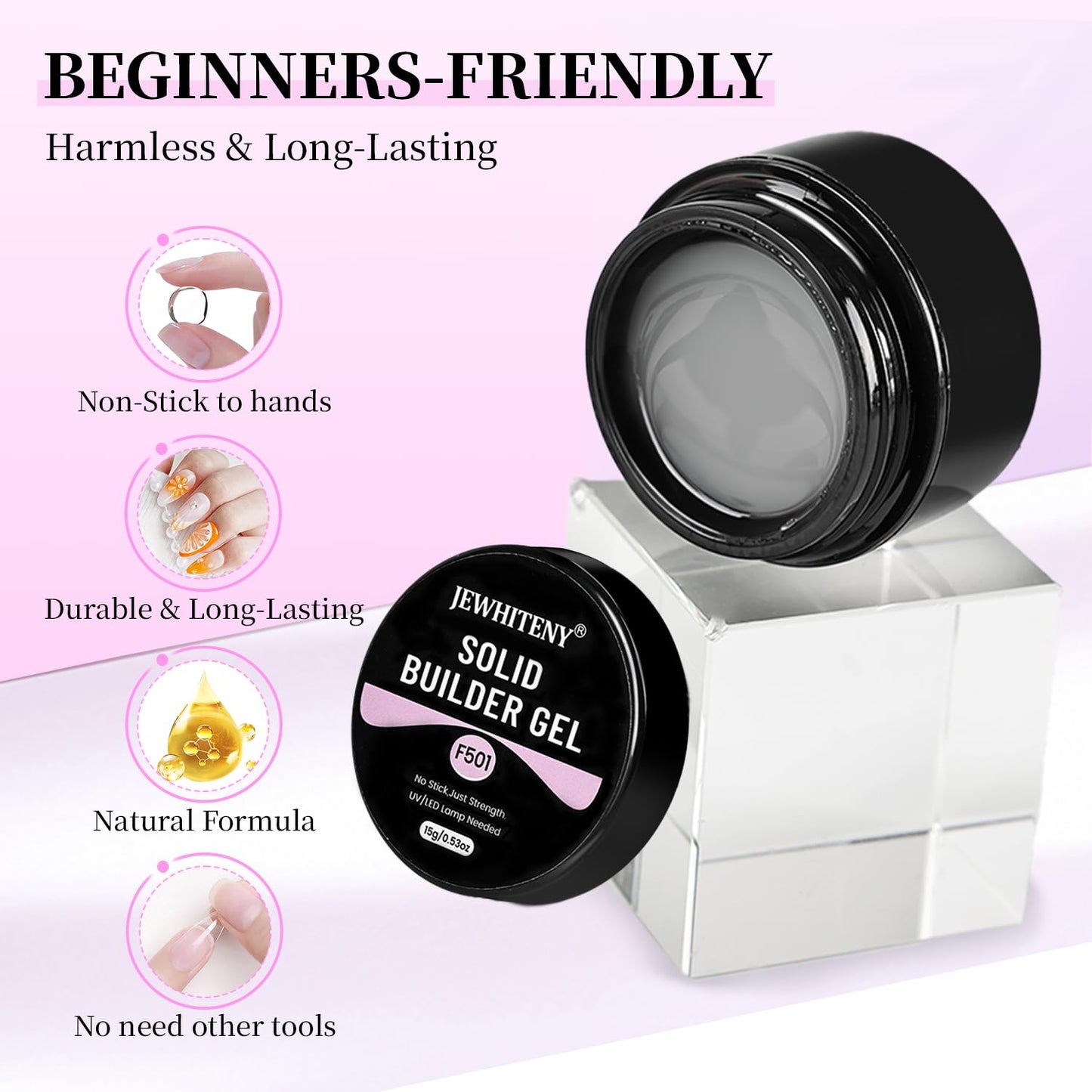 JEWHITENY 12 Colors Non-Sticky Solid Builder Gel Kit:3D Sculpting Gel with Mini U V Nail Lamp for Nail Extension,Modeling, Sculpture