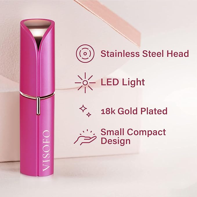 Facial Hair Removal for Women | Electric Razor Device Small Mustache Dermaplaning Remover Tools Tweezers Epilator Trimmer Face Dermaplane Shavers Beauty Gadgets Set Accessories by VISOFO (Rubellite)
