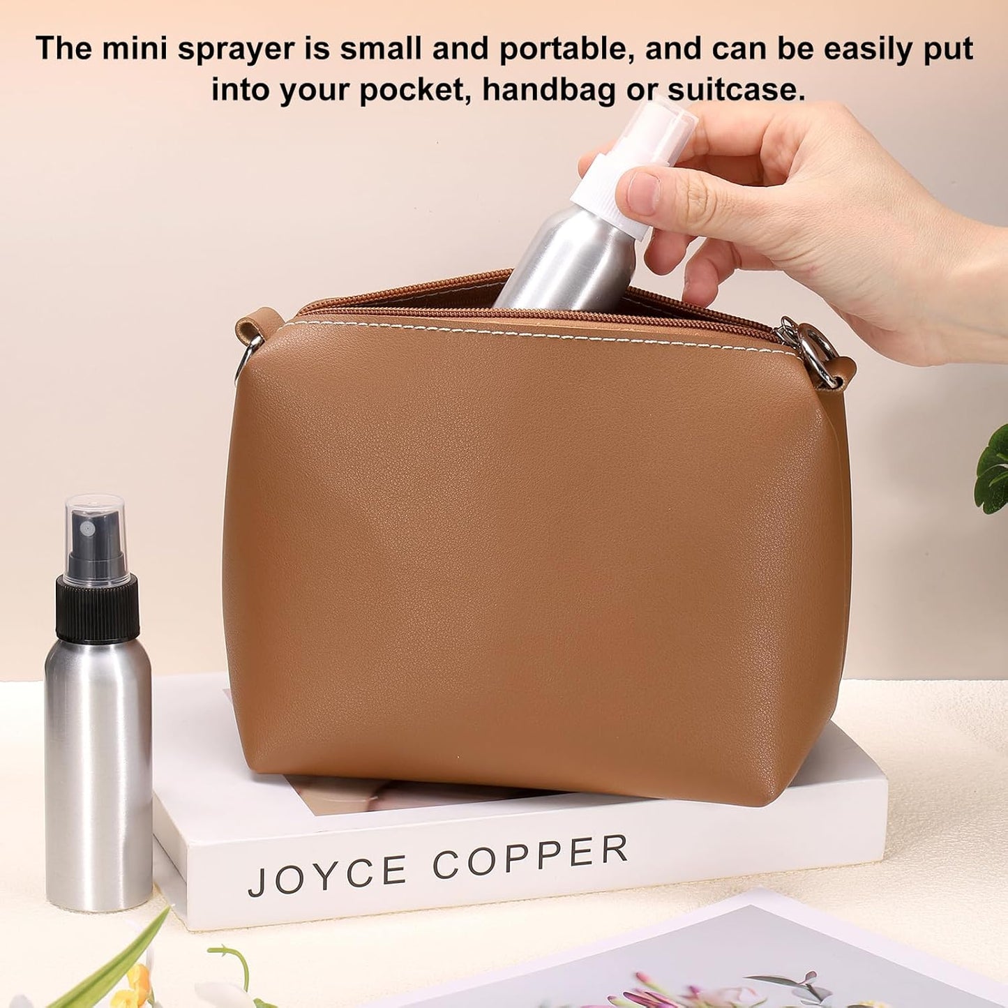 HARFINGTON Aluminum Fine Mist Spray Bottles 80ml/2.7oz Metal Small Liquid Alcohol Refillable Travel Container with Black Plastic Nozzle Cap for Perfume Skincare Cosmetic Storage Bottle