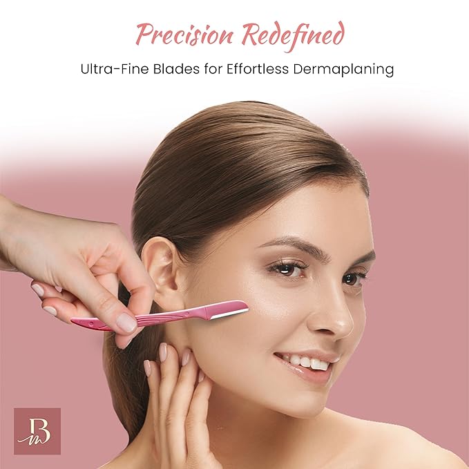 Premium Women Touch-up Dermaplaning Tool with precision cover, Eyebrow Razor, Face Razors for Women, Facial Razor, Dermaplaning Razor, Womens Face Razor Peach Fuzz Remover, exfoliating razor