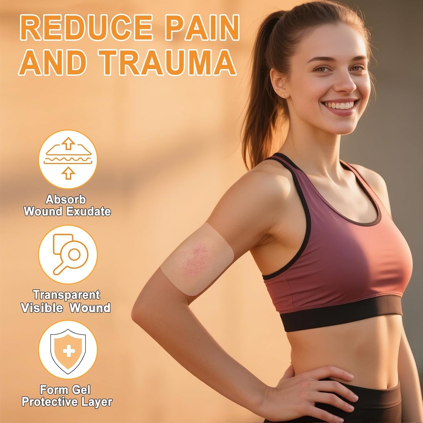 Carbou Hydrocolloid Wound Dressing 4"x4", 20 Individual Pack, Self-Adhesive Ultra Thin Hydrocolloid Bandages, Waterproof Absorbent Hydrocolloid Patch for Wound Care, Bedsore, Burn, Abrasion & Blister