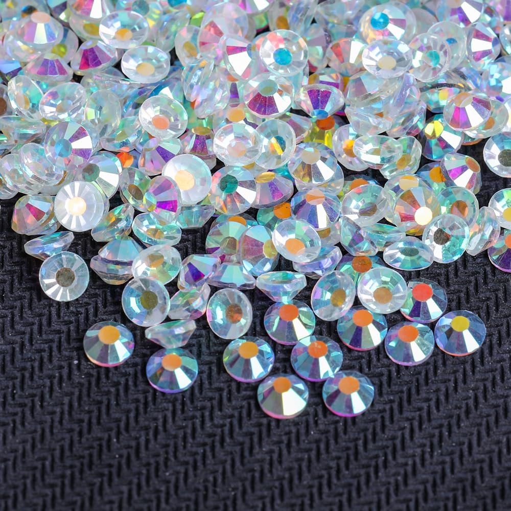 Flatback Glass Rhinestones,Bedazzler Gems 1440pcs Non Hotfix Crystal Rhinestones for Nail Charms Crafts Clothes Tumblers,Transparent AB,SS20