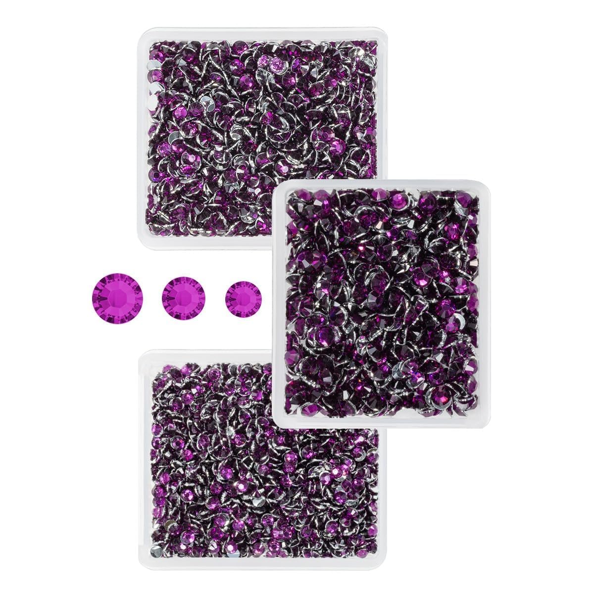Grape Purple Crystal Resin Rhinestones for Crafting 3mm 4mm 5mm Flatback Stones Non-Hotfix Diamonds Crystals Gems Charms for Nails Face Eyes Makeup Tumblers Bottles DIY Crafts Clothes Shoes