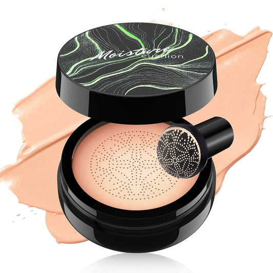 Mushroom Head Air Cushion CC Cream - Tattoo Cover up Makeup Waterproof Long-Lasting Moisturizing Concealer Foundation, Even Skin Tone for All Skin Types (Nude)