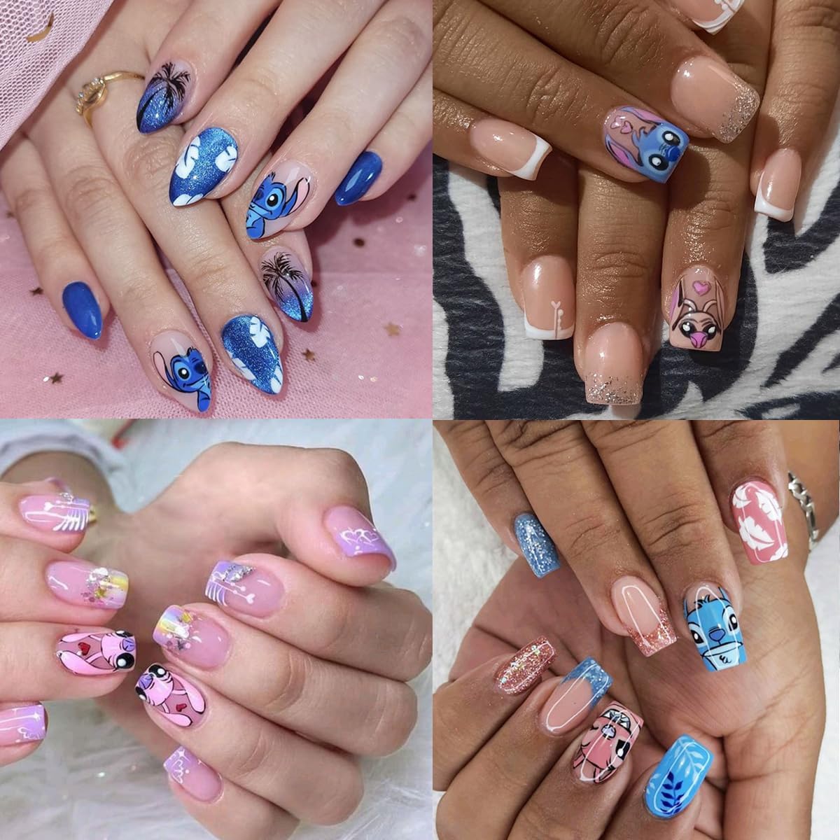 6 Sheets Cute Nail Art Stickers Self-Adhesive 3D Nail Sticker Cartoon Nail Decals Kawaii Party Favors Nails Decoration Gifts for Girls Women Nail Art Design Sticker