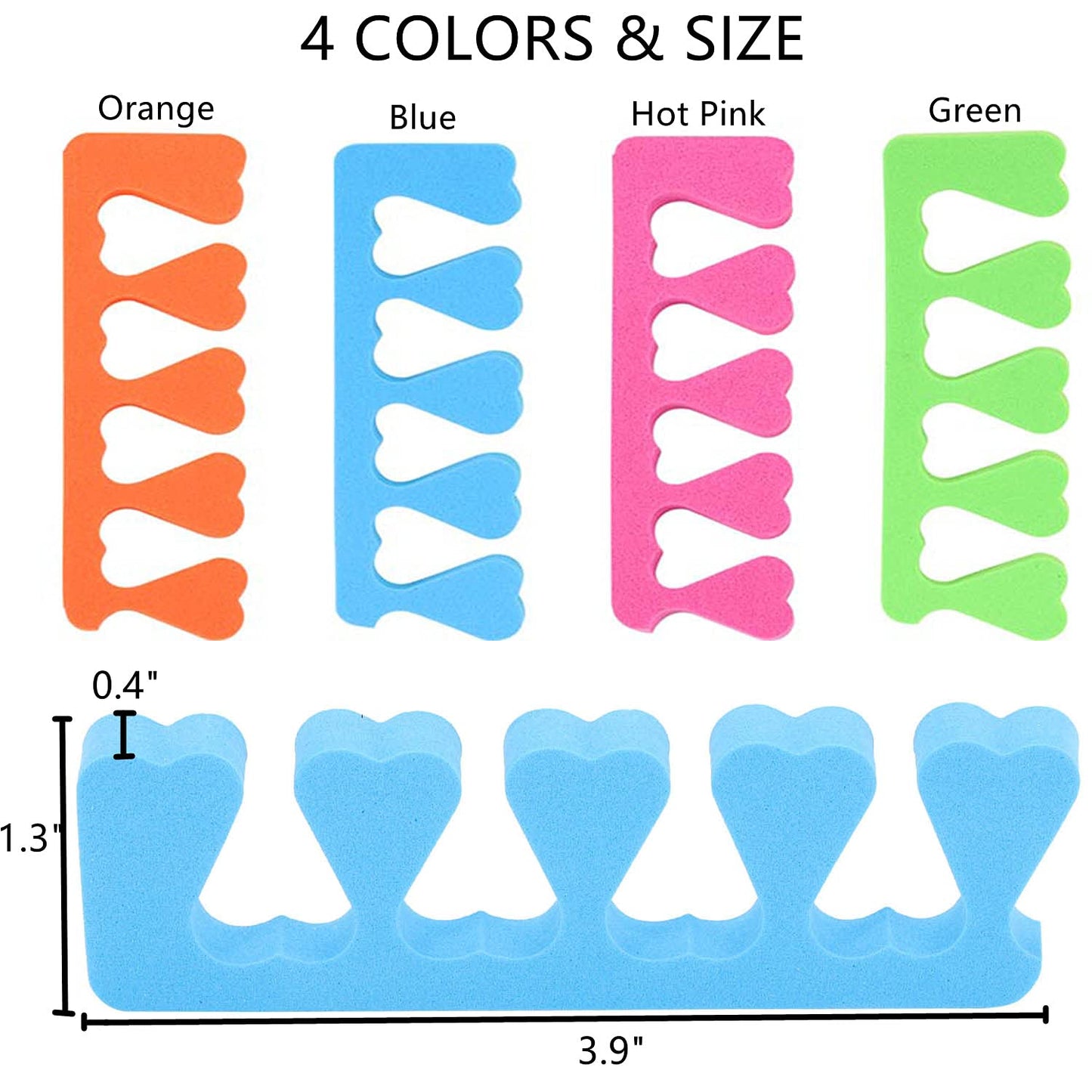 48pcs Sponge Toe Separators Pedicure Set for Nail Polish- Premium Nail Art Painting and Polishing Tool Kit, 4 Funy Color