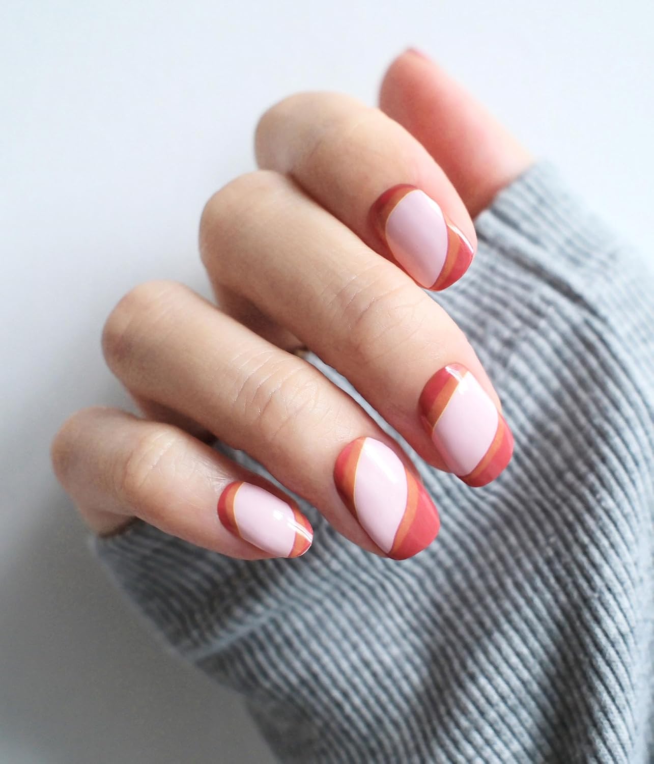 Nail Polish Strips - 22 Pcs Salon Quality Gel Nail Stickers - Long Lasting Wraps (Gummy Watermelon Ring Red)