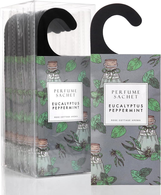 Large 12 Packs Eucalyptus Peppermint Hanging Closet Air Freshener Scented Sachets Long Lasting Smell Goods