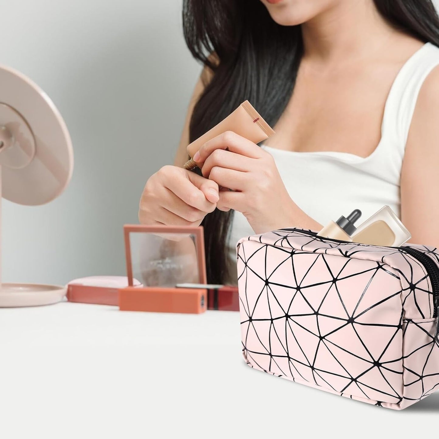 Period Bags for Teen Girls, Tampon Holder for Purse, Waterproof Portable Leather Period Pouch, Sanitary Napkin Storage Bag, Pink Makeup Bag Set, Pad Pouches for Period for Girls