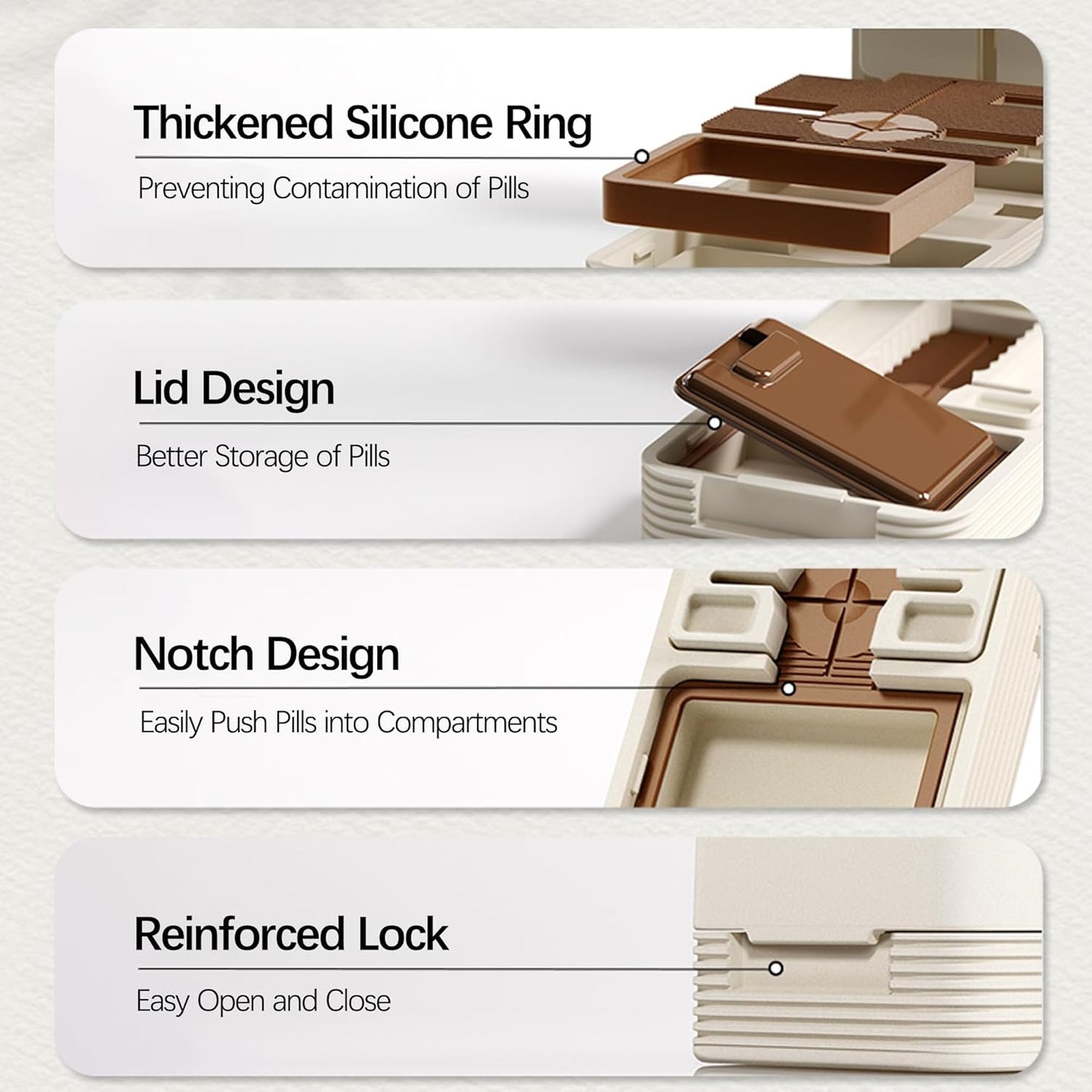 Pill Cutter Splitter for Small and Tiny Pills, 1/2 1/4 Pill Cutter for Small or Large Pills, Pill Splitter for Multiple Pills at a Time with Centering Device and Stainless Steel Blade (Brown)