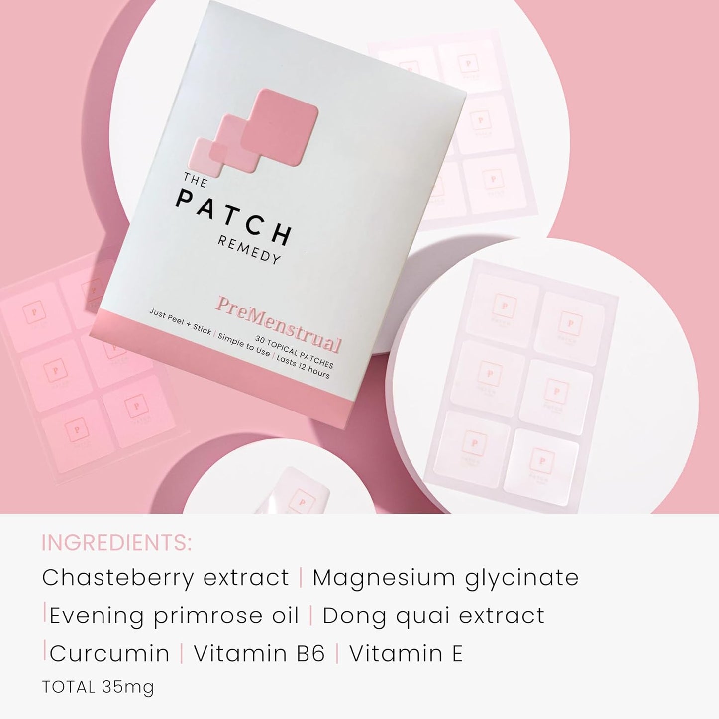 Pre Menstrual Patch | Chasteberry, Magnesium, Evening Primrose, Dong Quai, B6 & Vitamin E | 30 Patches