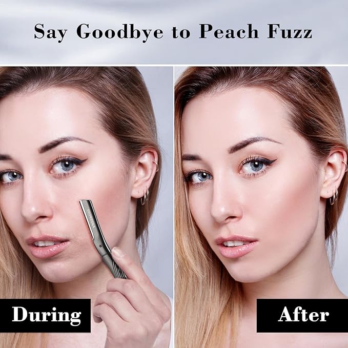 Dermaplaning Tool for Face, Eyebrow Razor for Women and Men, Eyebrow Trimmer and Facial Shaver Dermaplane Razor for Peach Fuzz Hair and Exfoliation, Includes 6 Blades (Black)