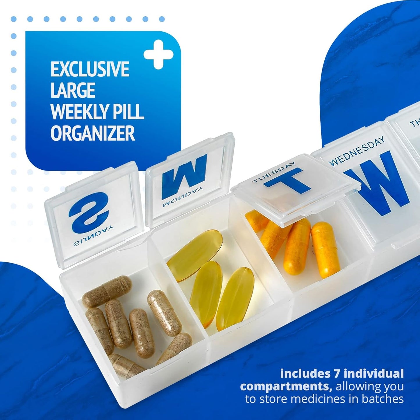 MEDca Weekly Pill Organizer, 7-Day Pill Planner Extra Large