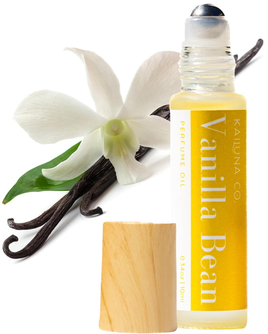 Vanilla Bean Delicious Pure Essential and Fragrance Oil Perfume Roll On with Organic Jojoba Oil, Alcohol Free, Small-Batch, Made in California, 0.34 Fl Oz