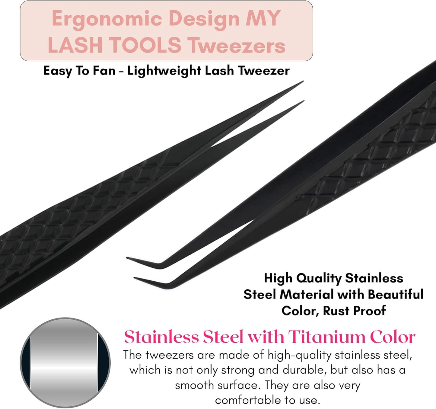 My Lash Tools Eyelash Extension Curved Degree & Straight Tweezers set for Isolation Lash Extensions 14cm, Best for Individual Isolation & Classic Lashes Stainless Steel Eyelash Twisers (Tweezers set)