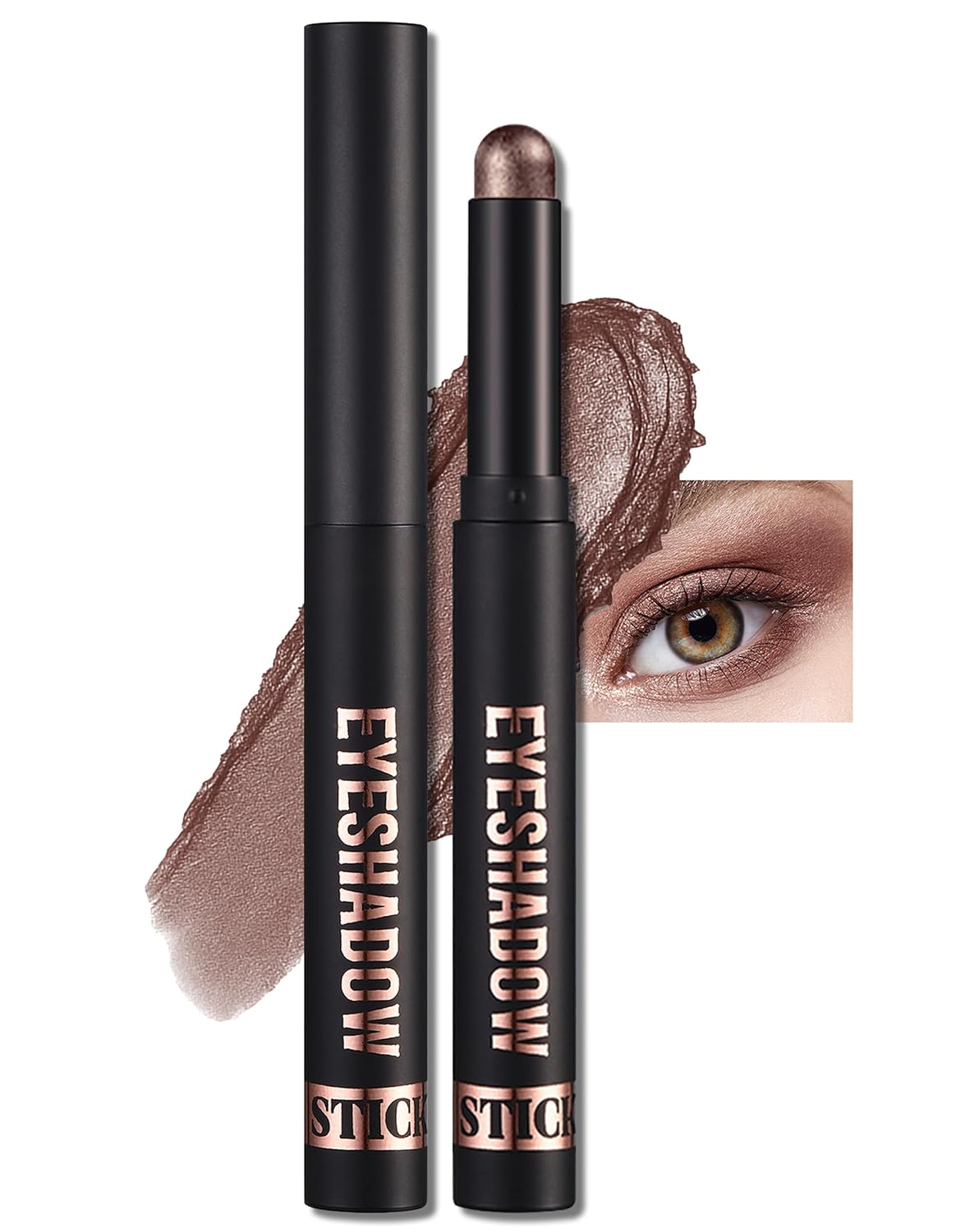 Erinde Shimmer Cream Eyeshadow Stick, Long Lasting Metallic Eye Shadow Stick, Waterproof Creamy Glitter Eyeshadow Pencil, High Pigment Blendable Neutral Eye Makeup, 09 Cocoa Shimmer