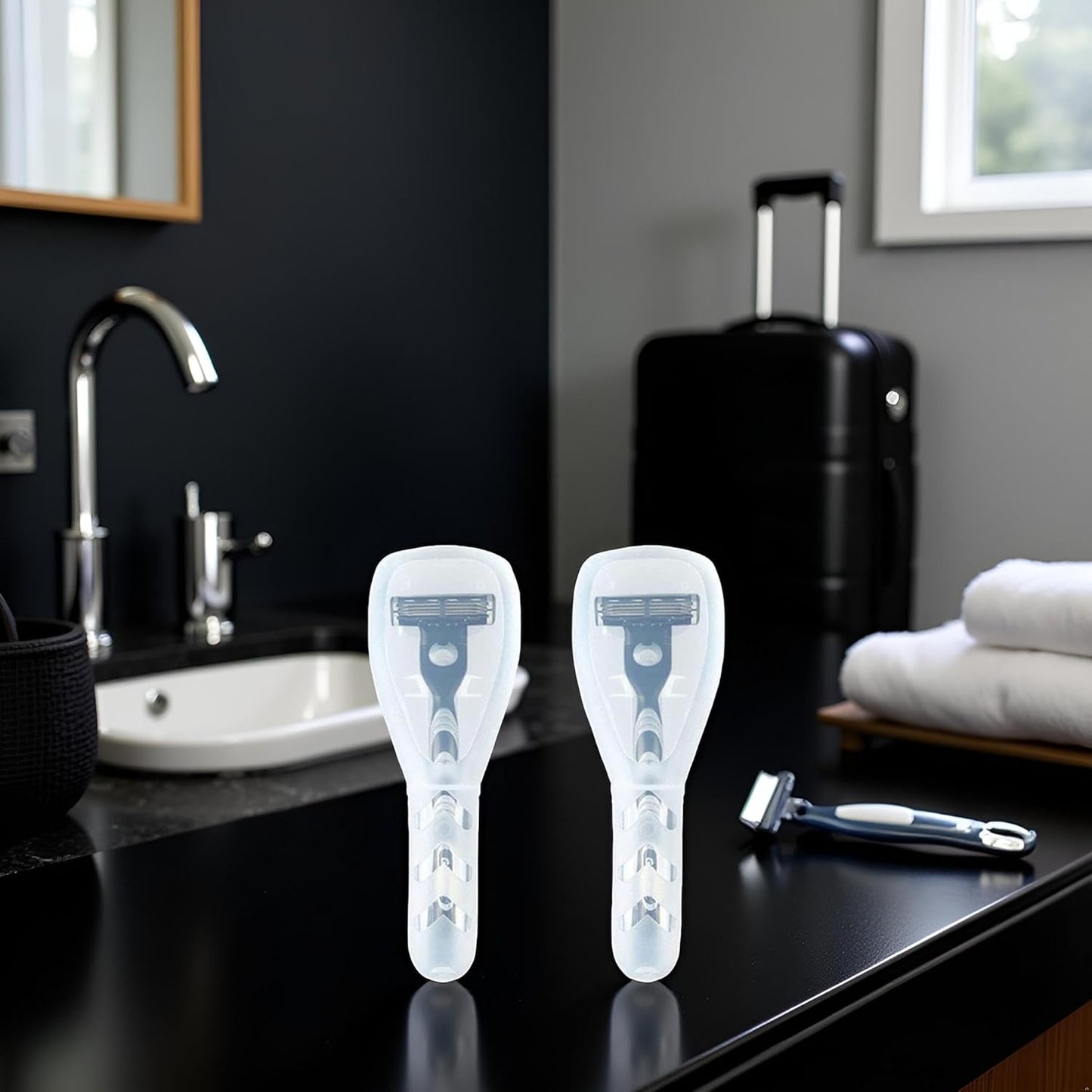 2Pcs Transparent Portable Travel Men Manual Razor Protector Plastic Box Cover Container Storage Shaver Holder Protector Case Organizer,Electric Shavers, Men's Electric Shaver Accessories