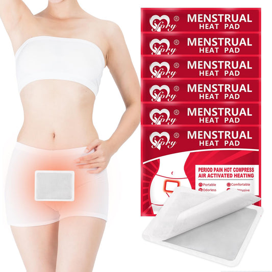 Menstrual Patches, Heat Patches for Menstrual Cramps, Portable Period Cramps Heat Therapy Patches - 6 Pack Hot Compress Warm Wrap, Travel Essentials for Women