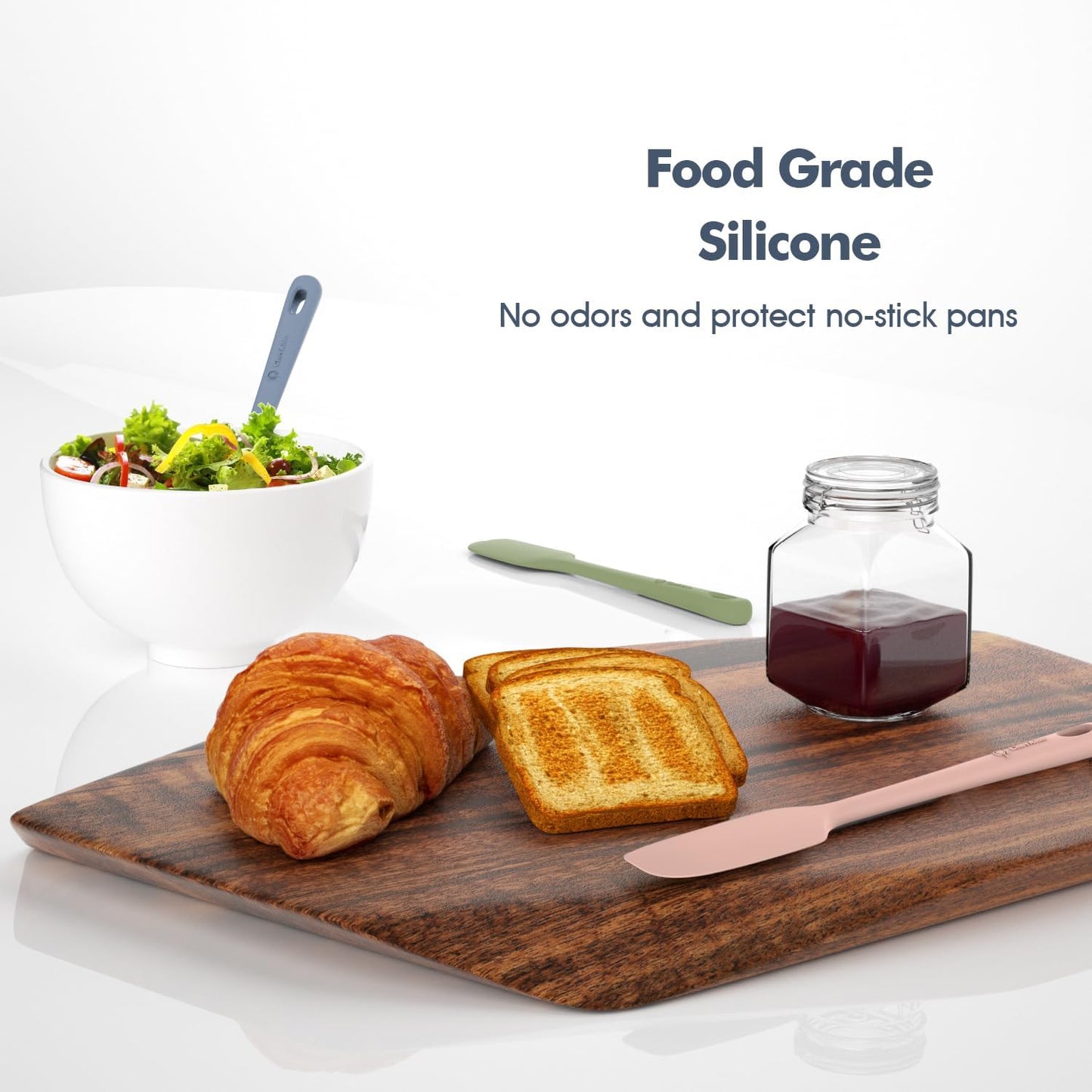 3 Pieces Silicone Spatula Set, Food Grade Rubber Spatula, Upgrade Strong Handle with Ergonomic Grip, Heat Resistant for Nonstick Cookware, Cooking Mix