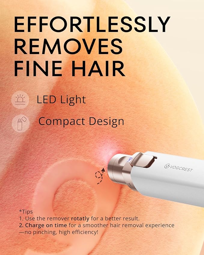 VOGCREST Hair Trimmer, 2 in 1 Facial Hair Remover & Eyebrow Trimmer for Women - Rechargeable, Portable, LED Light (White)