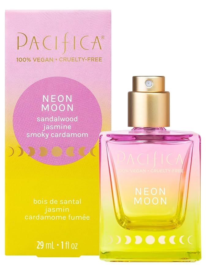Pacifica Beauty Neon Moon Spray Perfume - Energetic Sandalwood Jasmine Smoky Cardamon - Clean Vegan Eau de Toilette, 1 fl oz