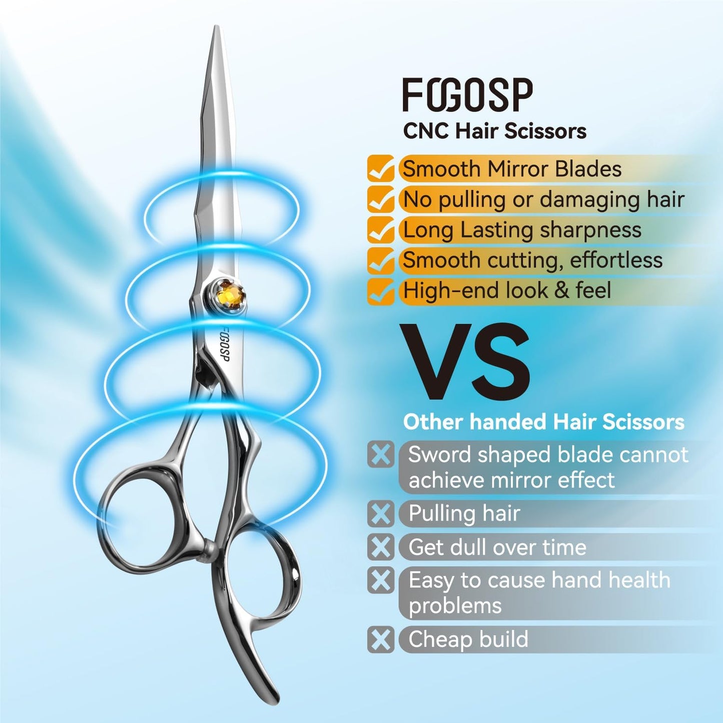 Professional Hair Scissors 6” Barber Scissors Japan VG10 Fine Cutting Blades Professional Hair Shears Barber Scissor Set for Men and Women Haircut Shear Kit