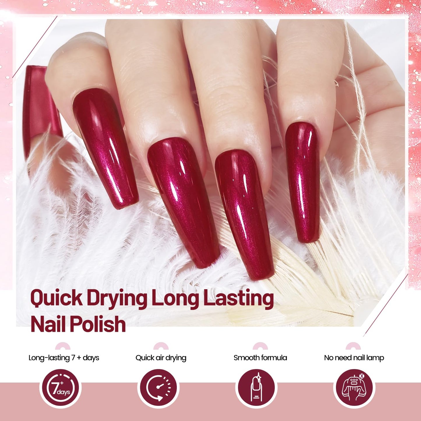 10ml Glitter Nail Polish Set 6 Colors Glitter Red Pink White Nail Polish Set for Nail Art