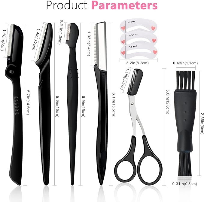 Eyebrow Razor Pack, Multipurpose Dermaplaning Face Razors for Women Facial Hair Removal/Exfoliating/Eyebrow Face Shavers/Peachfuzz, Bulk Straight Eyebrow Trimmers for Women