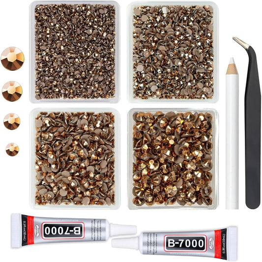 Copper Resin Rhinestones w B7000 Jewelry Glue for Bedazzling Crafting 3mm 4mm 5mm 6mm Brown Flatback Jelly Stones Bulk Coffee Diamonds Gems for Nails Face Eye Makeup Tumblers Decor Crafts Decor