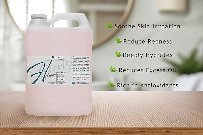 Rose Hydrosol Spray Cleansing Non GMO Facial Toner for Face Body Locs Rose Water Hydrating Face Mist, for Hydration Pure & Natural Hydrosol for All Skin Types - COCOJOJO - Bulk 128 OZ - 1 Gallon