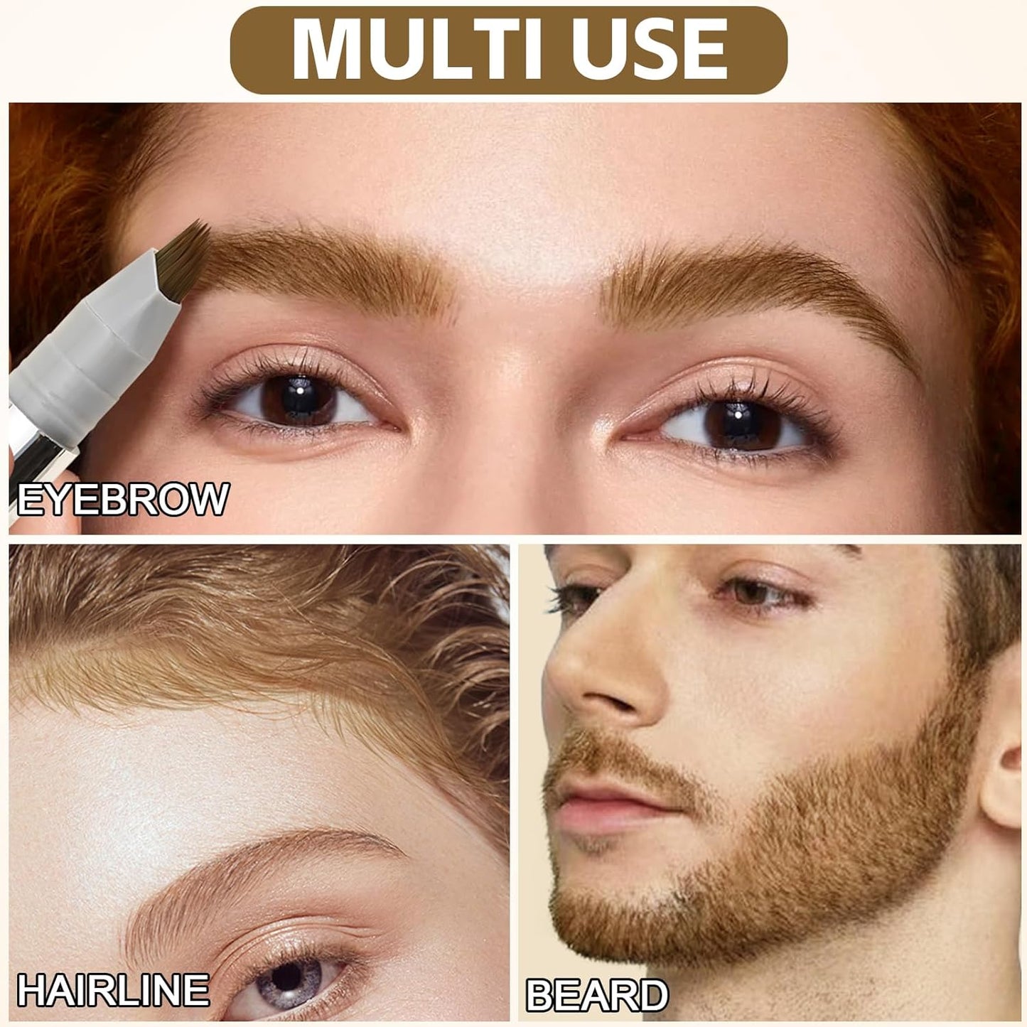 Boobeen 2pcs Brow Fection Eyebrow Pen，Liquid Microblading Eyebrow Pencils for Women，Angled Brush Waterproof Brow Pen for Hair-Like Strokes，Last All-Day，Beginner Friendly