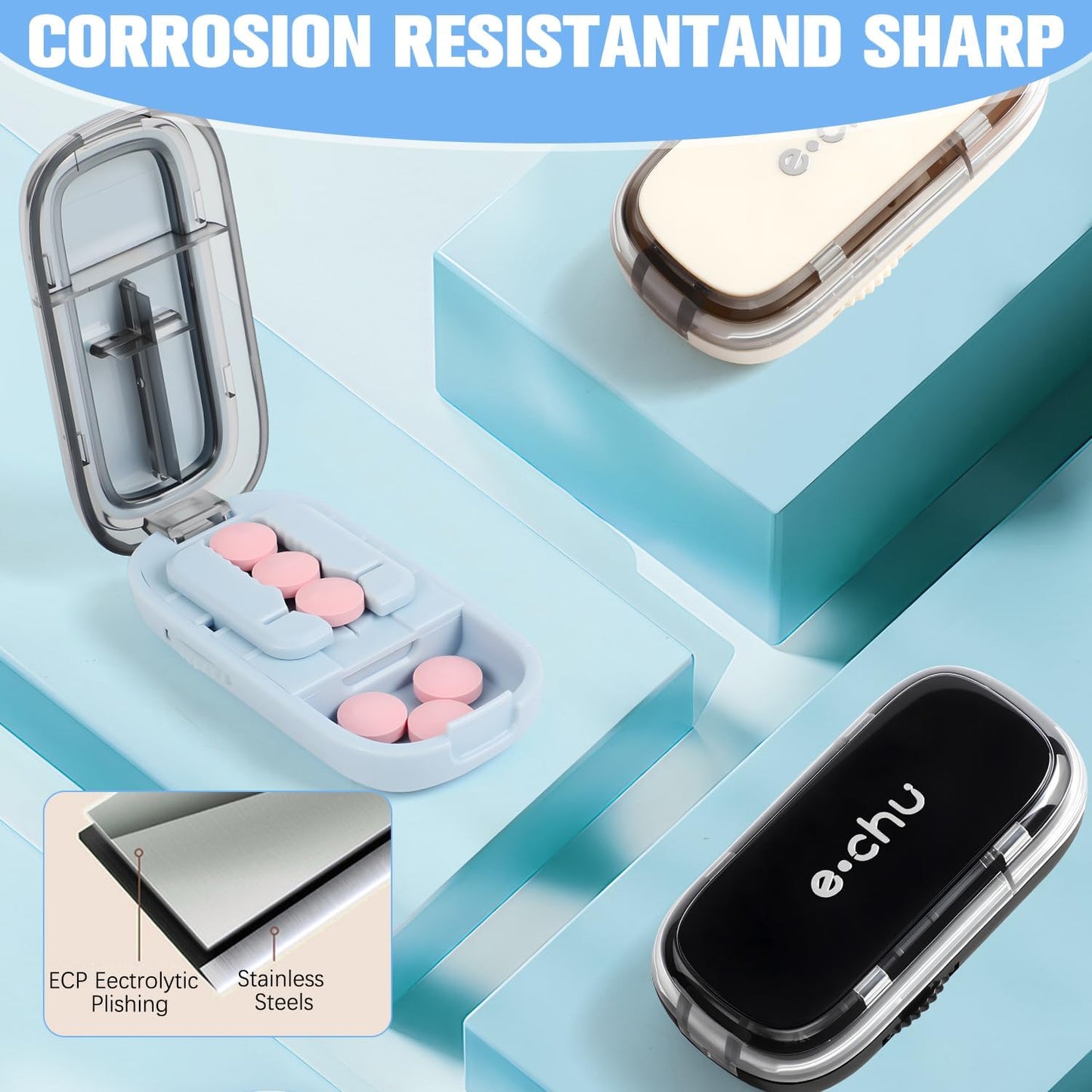 Pill Cutter Splitter for Small and Tiny Pills - 1/4 Pill Cutter with Centering Device - Easy-to-Use Splitter for Precision Cuts - for Small and Tiny (White)