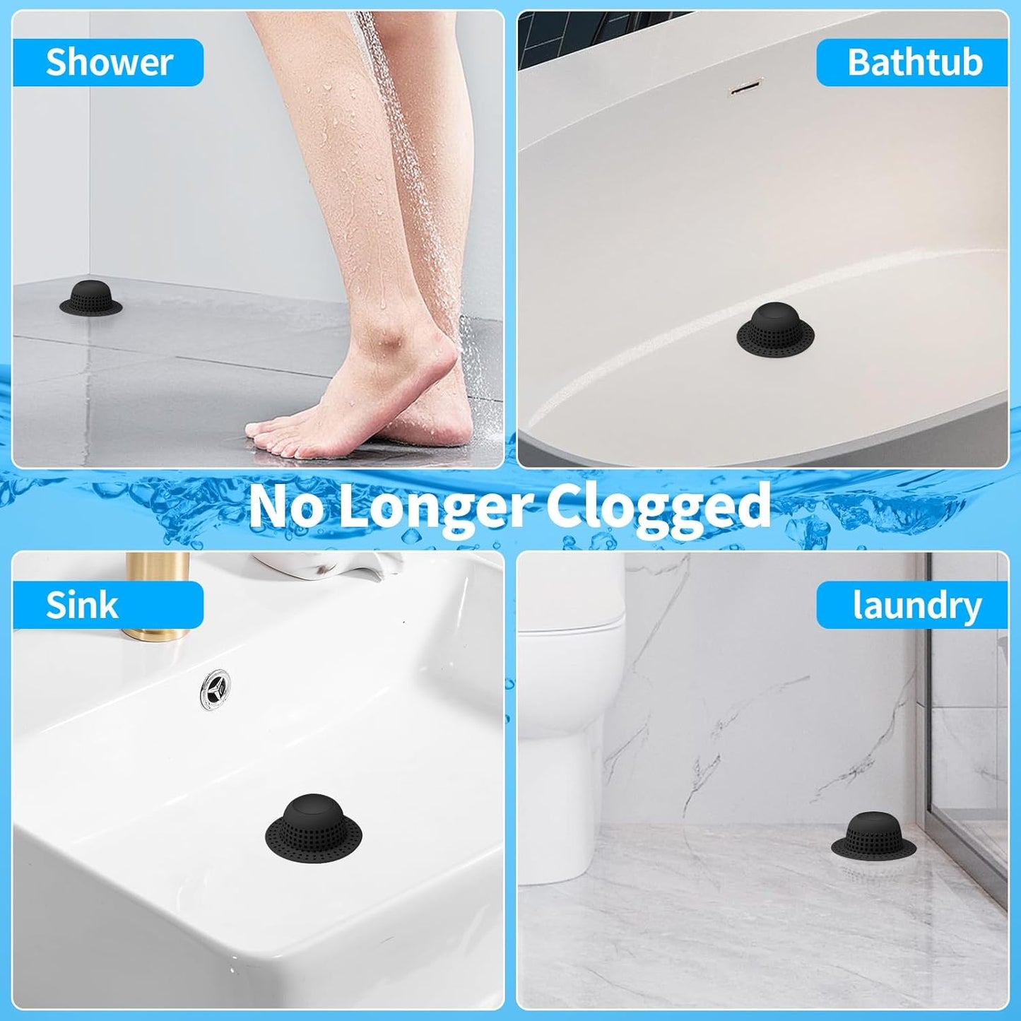 Shower Drain Hair Catcher, Bathtub Drain Cover Foldable Silicone Shower & Tub Protector for Pop-Up & Regular Drains