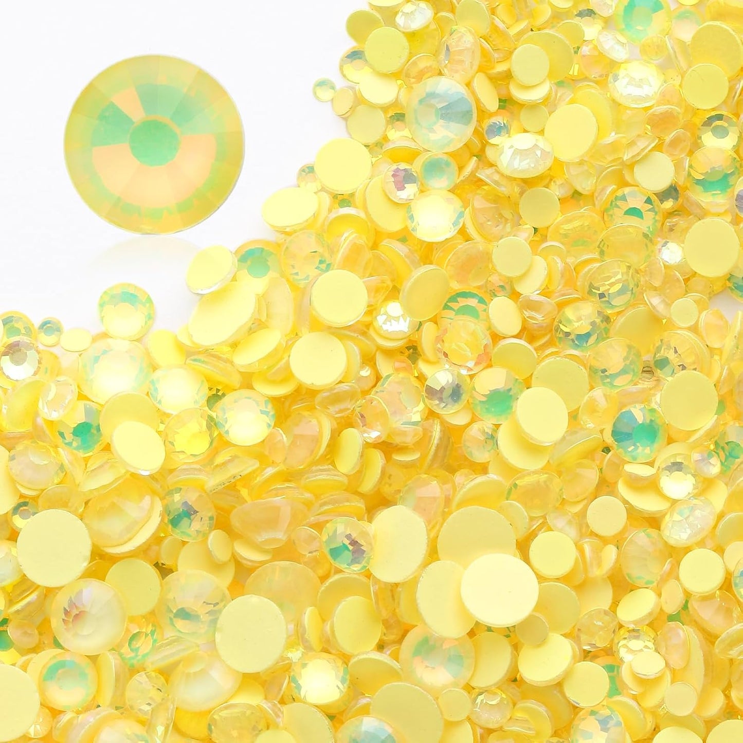 F Yellow Flatback Rhinestones, Glass Rhinestones for Nail Art and Craft, Glue Fix, Loose Crystal Gemstones(F Yellow, SS8, 1440pcs, 2.3-2.5mm)