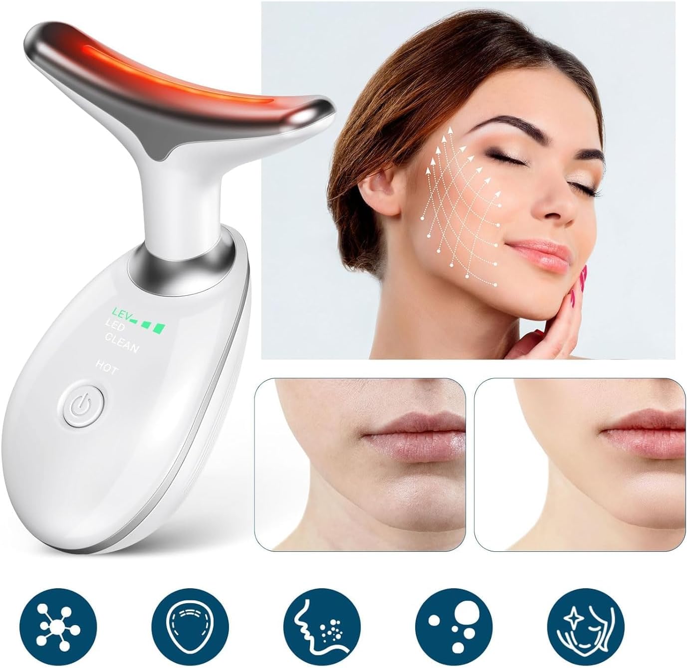 True Beauty Glow Facial Massager, 7-in-1 Led Facial Sculptor, Red Light Therapy, Led Face Mask Light Therapy, Red Light Mask, Red Light Therapy for Face