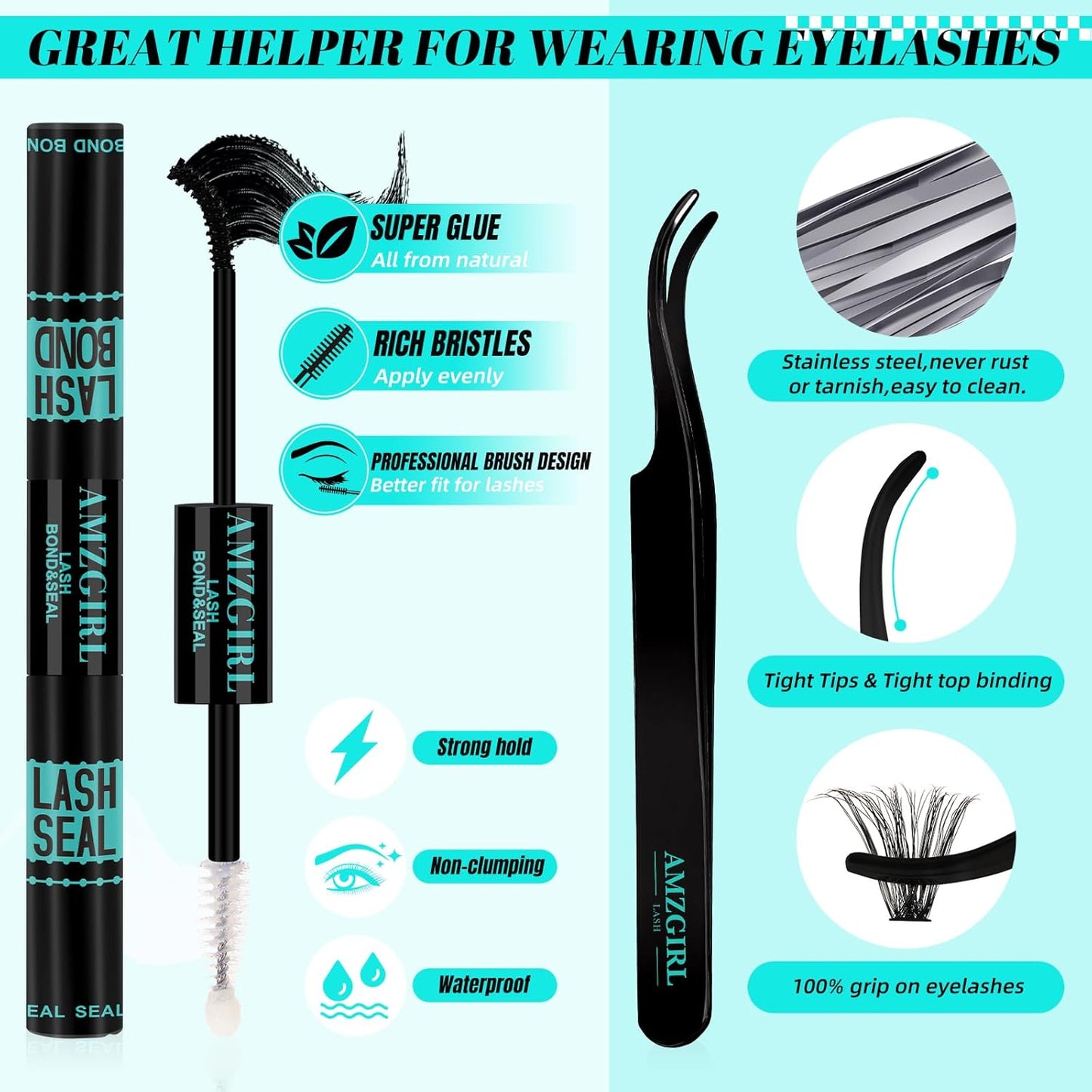 Lash Extension Kit 280Pcs,60D 80D Individual Lashes Clusters Kit,Lash Bond And Seal,Lash Remover For Eyelashes Extensions,Lash Applicator Tool For False Eyelash Cluster Kit At Home(D-Mix8-16mmKit)