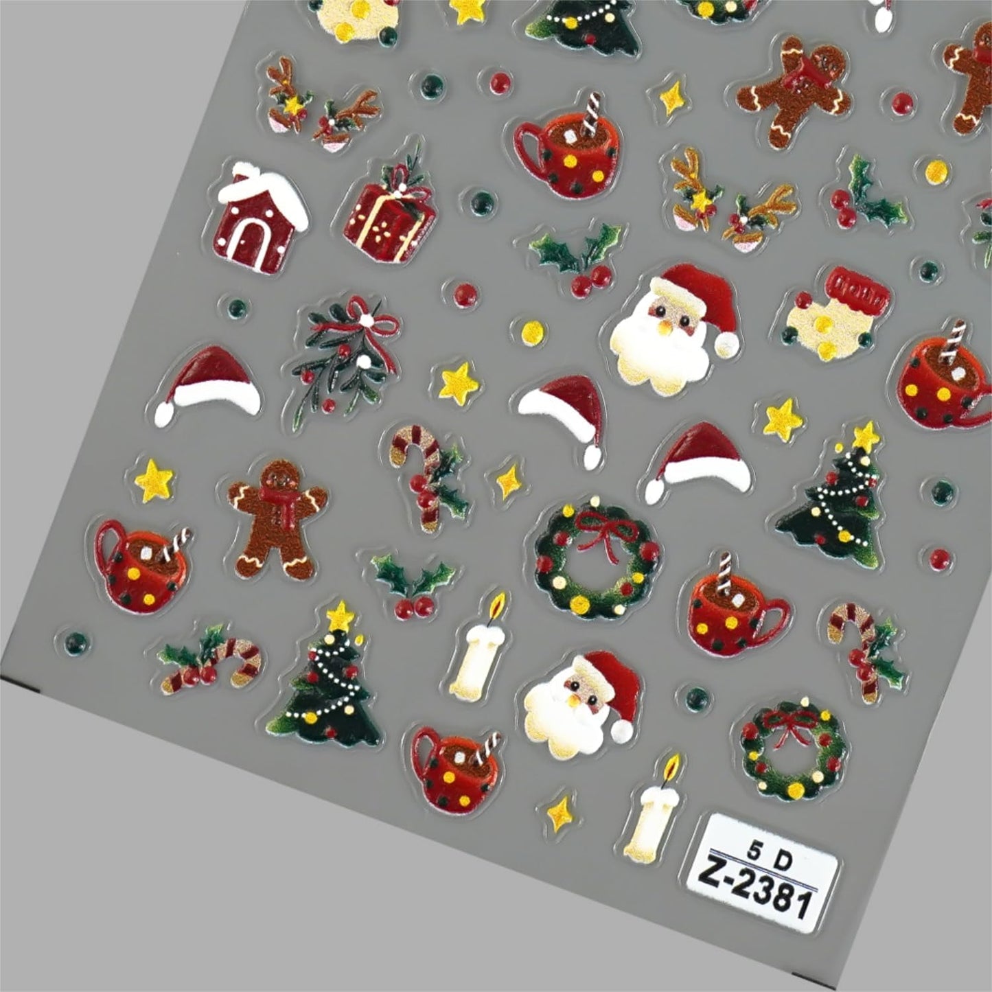 5D Embossed Christmas Nail Stickers for Nail Art Christmas Tree Santa Claus Nail Decals Self Adhesive Nail Design Christmas Nail Art Stickers New Year Nail Art Supplies for Women Girls 2 Sheets