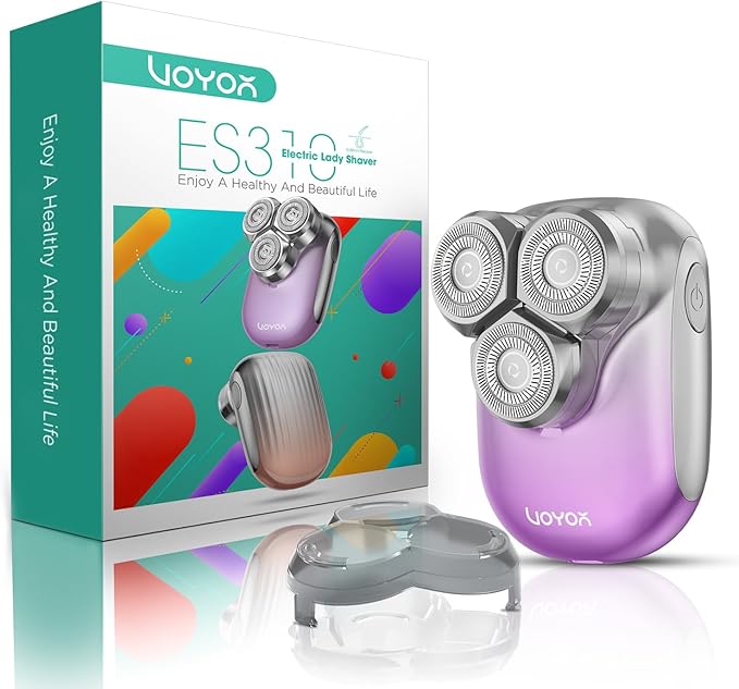VOYOR Electric Razors for Women 3D Floating Blade Shaver for Women, Electric Shaver for Legs Bikini and Body Facial Hair Remover Women's Shavers Waterproof Women's Grooming ES310 (Purple)