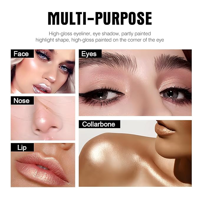 Eyeshadow Stick, Eye Brightener Stick Shimmer Smooth Cream Eyeliner Pencil Long Lasting Waterproof Glitter Highlighter Eye Shadow Makeup, Black Grey