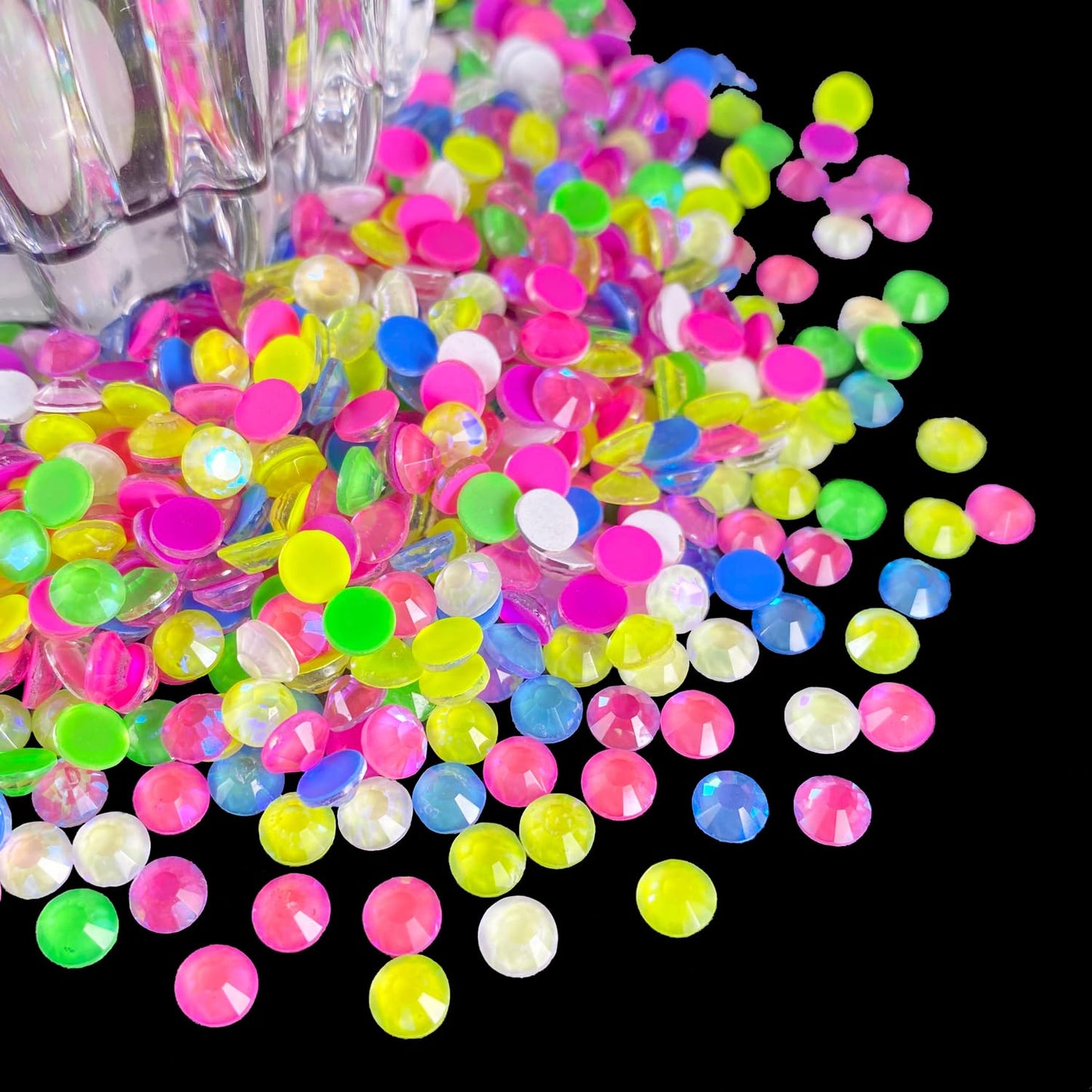 Flatback Glass Rhinestones,Bedazzler Gems 1440pcs Non Hotfix Crystal Rhinestones for Nail Charms Crafts Clothes Tumblers,Mixed AB Neon,SS20