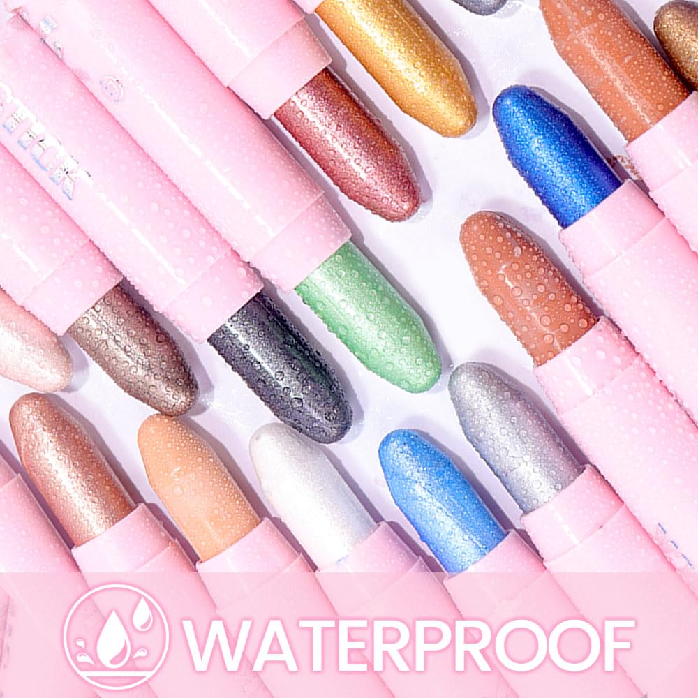 evpct 2Pcs Cream Eye Shadow Brightener Sticks Set for Eyes Waterproof, Orchid & Rose Shimmer Cream Eyeshadow Applicator Stick Long Lasting Pigmented Eye Makeup sombras en crema para ojos 26+27