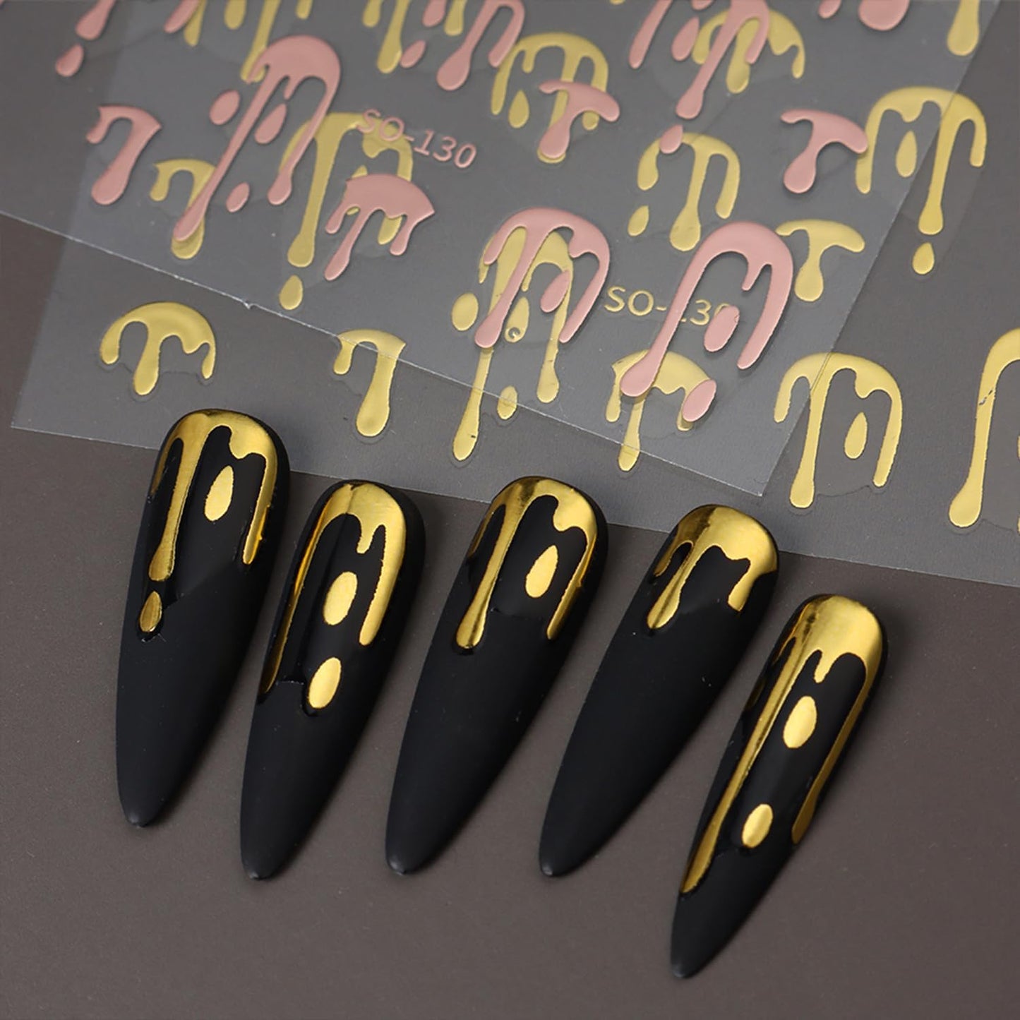 6 Sheets Halloween Blood Drop Nail Art Stickers Decals Gold Silver Butterfly Nails Stickers Self-Adhesive Blood Drop Nails Decals for Women Halloween Decor