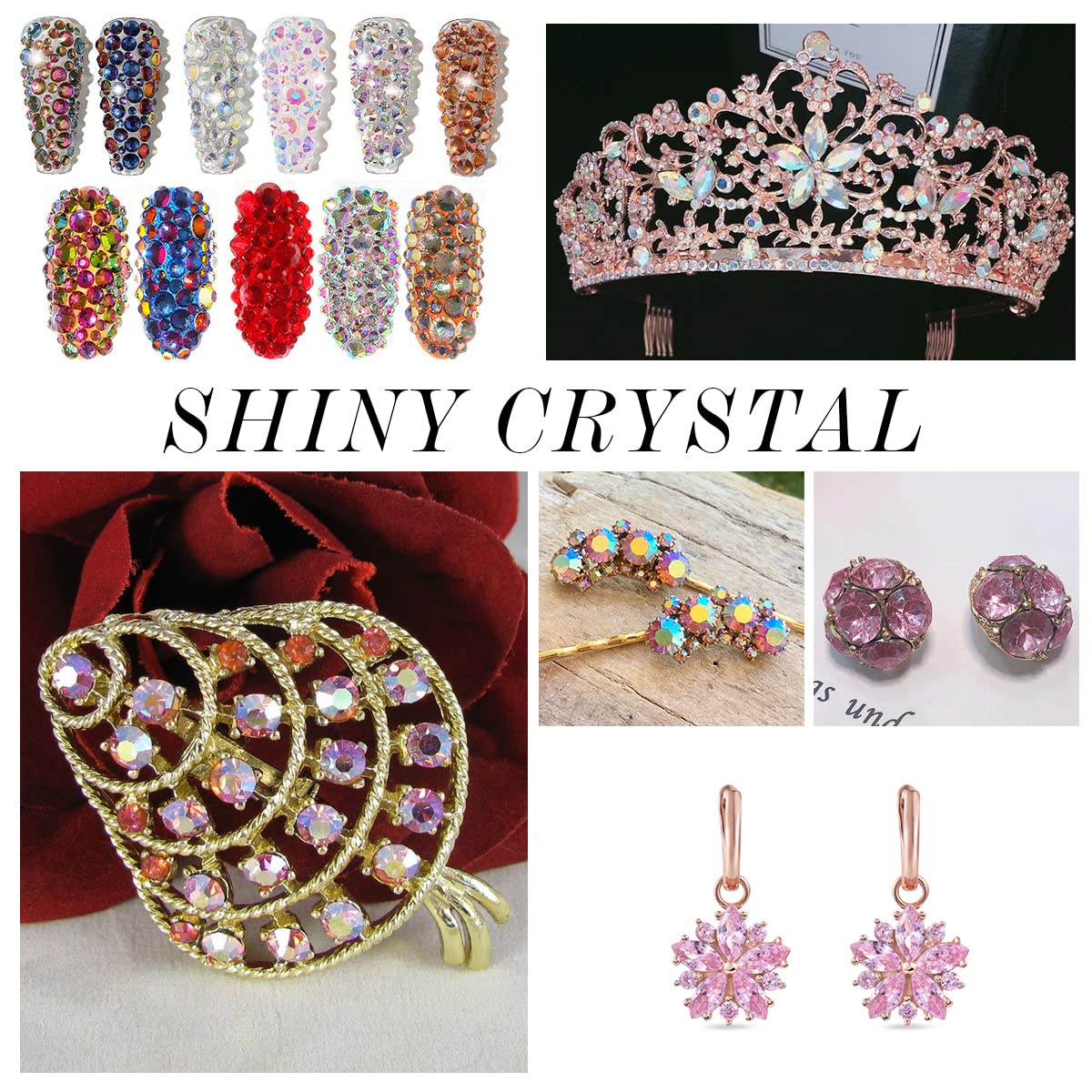 1440Pcs Pink AB Crystal Rhinestones,Glass Flatback Rhinestones Gemstones Small for Nail Face Makeup Art Crafts Clothes Decoration -(SS4,1.6mm,Pink AB)